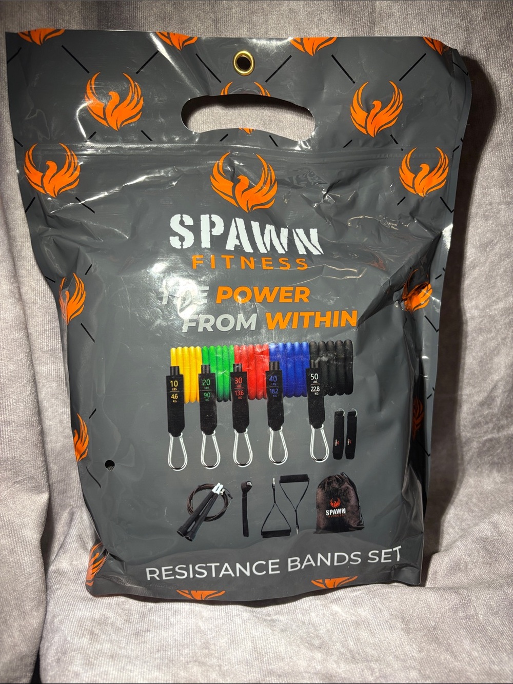 SPAWN Fitness Resistance Bands Set - Gray with Multicolor Bands